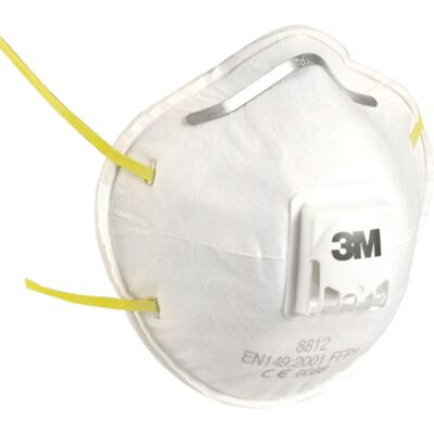 Boîte de 10 masques respiratoires coques jetables FFP1 avec soupape série 8812 blanc 3M 7000006980 Blanc - Publicité Boîte de 10 masques respiratoires coques jetables FFP1 avec soupape série 8812 blanc 3M 7000006980 Blanc - Publicité