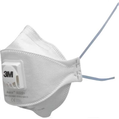 Boîte de 10 masques pliables jetables série Aura™ 9322+ FFP2 avec soupape 3M 7000088722 Blanc - Publicité Boîte de 10 masques pliables jetables série Aura™ 9322+ FFP2 avec soupape 3M 7000088722 Blanc - Publicité