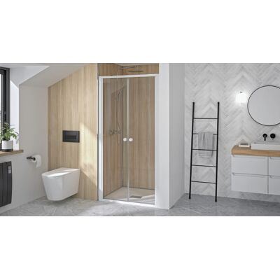 Porte de douche SUPRA 2P pivotante 80 cm profilé blanc verre transparent KINEDO PA1530BTN Blanc - Publicité Porte de douche SUPRA 2P pivotante 80 cm profilé blanc verre transparent KINEDO PA1530BTN Blanc - Publicité