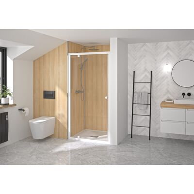 Paroi douche porte pivotante SUPRA P profilé chromé verre transparent 90 cm KINEDO PA1522CTN Chromé - Publicité Paroi douche porte pivotante SUPRA P profilé chromé verre transparent 90 cm KINEDO PA1522CTN Chromé - Publicité