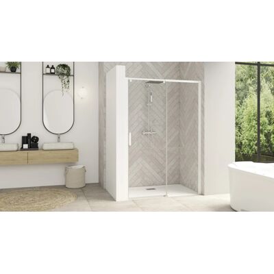 Paroi de douche SMART DESIGN C 157 - 170 cm coulissant profilé blanc sans seuil verre transparent droite largeur 170 cm KINEDO PA9237BTNED Blanc - Publicité Paroi de douche SMART DESIGN C 157 - 170 cm coulissant profilé blanc sans seuil verre transparent droite largeur 170 cm KINEDO PA9237BTNED Blanc - Publicité