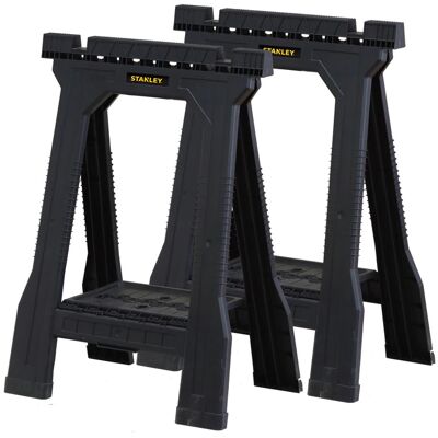 Lot de 2 tréteaux de sciage pliables charge 362 kg STANLEY STST1-70355 - Publicité Lot de 2 tréteaux de sciage pliables charge 362 kg STANLEY STST1-70355 - Publicité