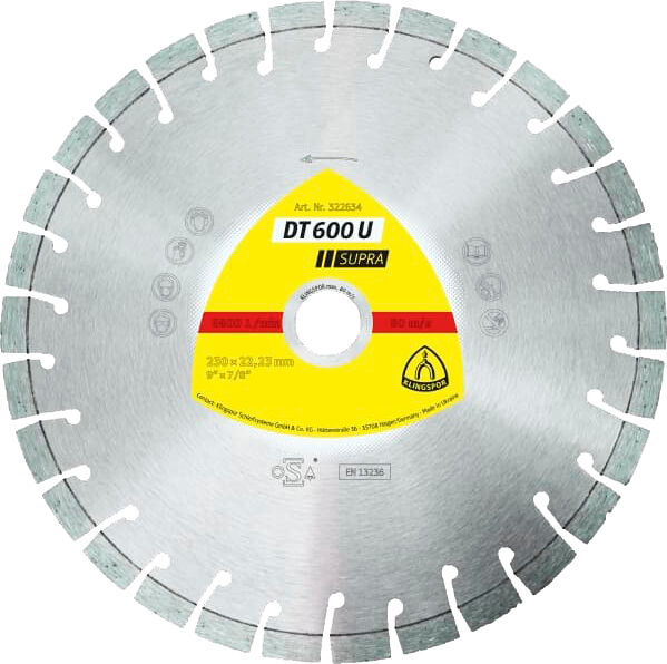 Disques à tronçonner diamantés DT 600 U Supra 125x22,23 mm - KLINGSPOR - 322631