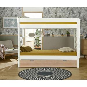 Ma Chambre d'Enfant Lit superpose haut gigogne enfant 3 places Kids  Blanc et hetre 90x190 cm