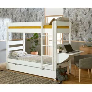 Ma Chambre d'Enfant Lit superpose ado haut avec bureau 1,2,3  Blanc 90x200 cm