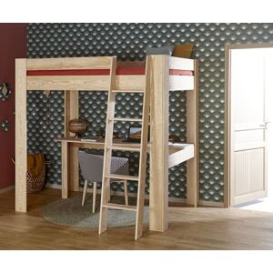 Ma Chambre d'Enfant Lit mezzanine enfant 2 places avec bureau Naolo  Bois naturel 140x190 cm