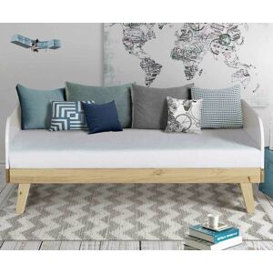 Ma Chambre d'Enfant Lit gigogne banquette enfant Samba  Blanc et bois 80x200 cm