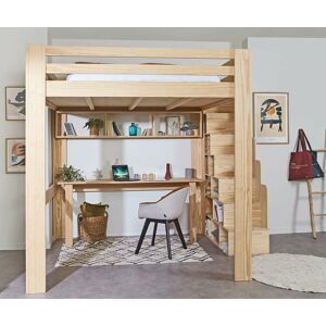 Ma Chambre d'Enfant Lit mezzanine ado 200x200 cm avec escalier