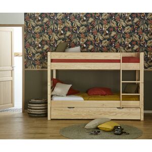 Ma Chambre d'Enfant Lit superposé bas gigogne enfant 3 places 1,2,3  Bois naturel 90x190 cm