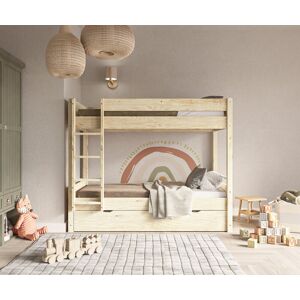 Ma Chambre d'Enfant Lit superposé enfant Yooni  Bois naturel 90x190 cm