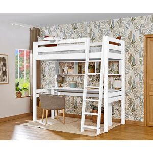 Ma Chambre d'Enfant Lit mezzanine adulte avec bureau Fynn Blanc 90x190 cm/Opt:Echelle grand côté - Publicité Ma Chambre d'Enfant Lit mezzanine adulte avec bureau Fynn Blanc 90x190 cm/Opt:Echelle grand côté - Publicité