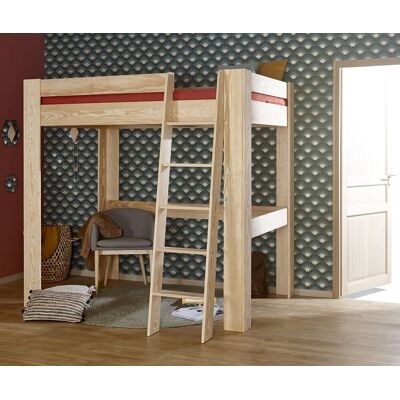 Ma Chambre d'Enfant Lit mezzanine adulte Naolo Bois naturel 90x190 cm - Publicité Ma Chambre d'Enfant Lit mezzanine adulte Naolo Bois naturel 90x190 cm - Publicité