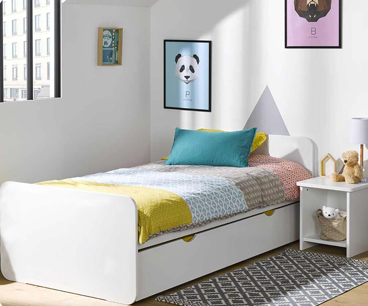 Ma Chambre d'Enfant Lit enfant avec sommier et matelas Lemon Blanc 90x200 cm/Opt:Matelas Norway 13 cm