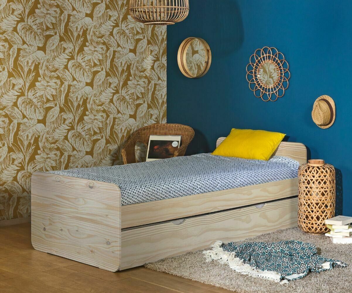 Ma Chambre d'Enfant Lit ado avec sommier Lemon Bois naturel 90x200 cm