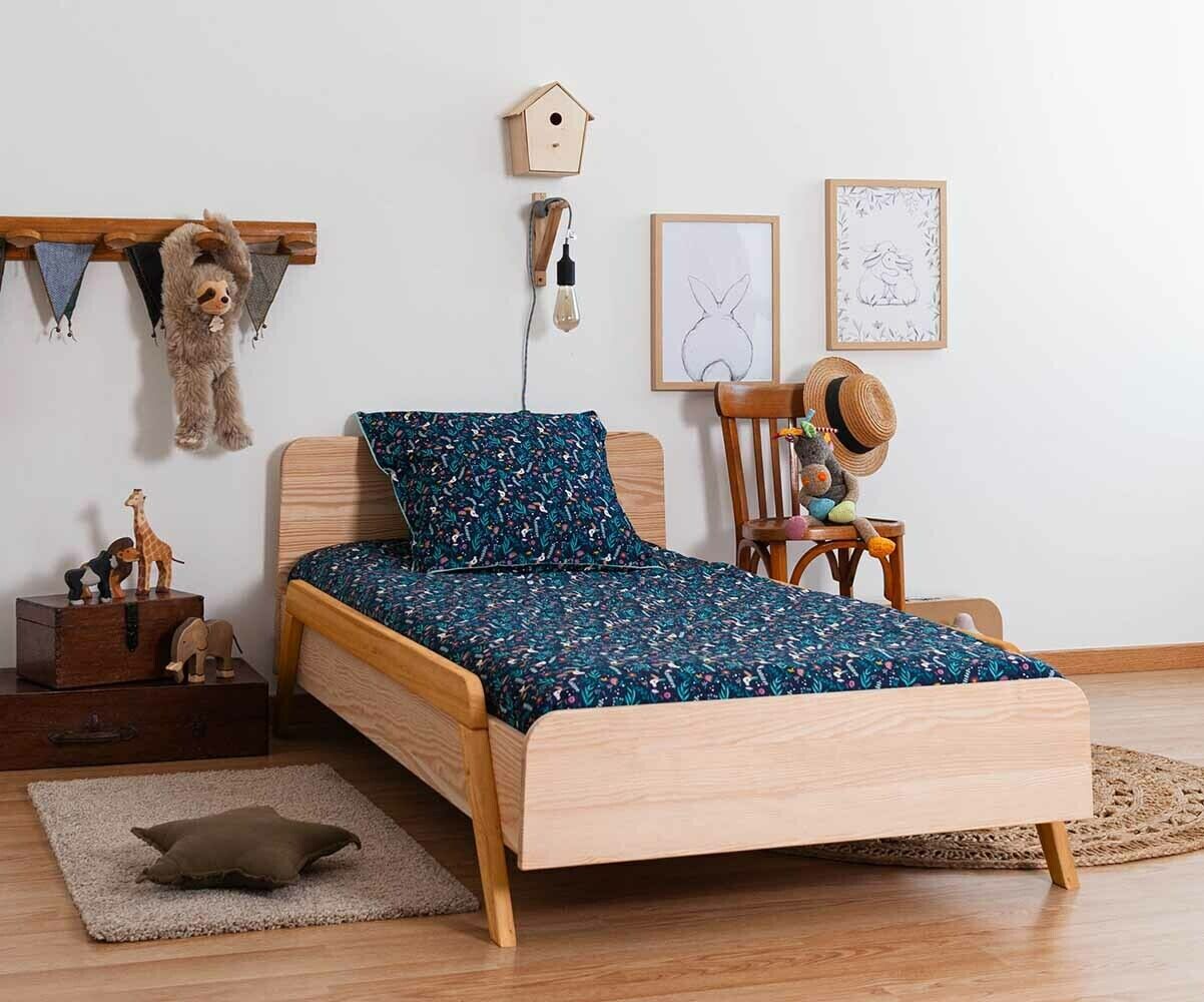 Ma Chambre d'Enfant Lit enfant avec sommier et barrières Ozzo Bois et cajou 90x190 cm