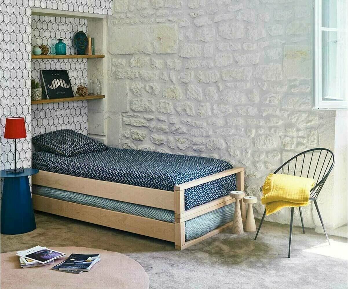 Ma Chambre d'Enfant Lits gigognes adulte empilables Pocus Bois naturel 90x200 cm