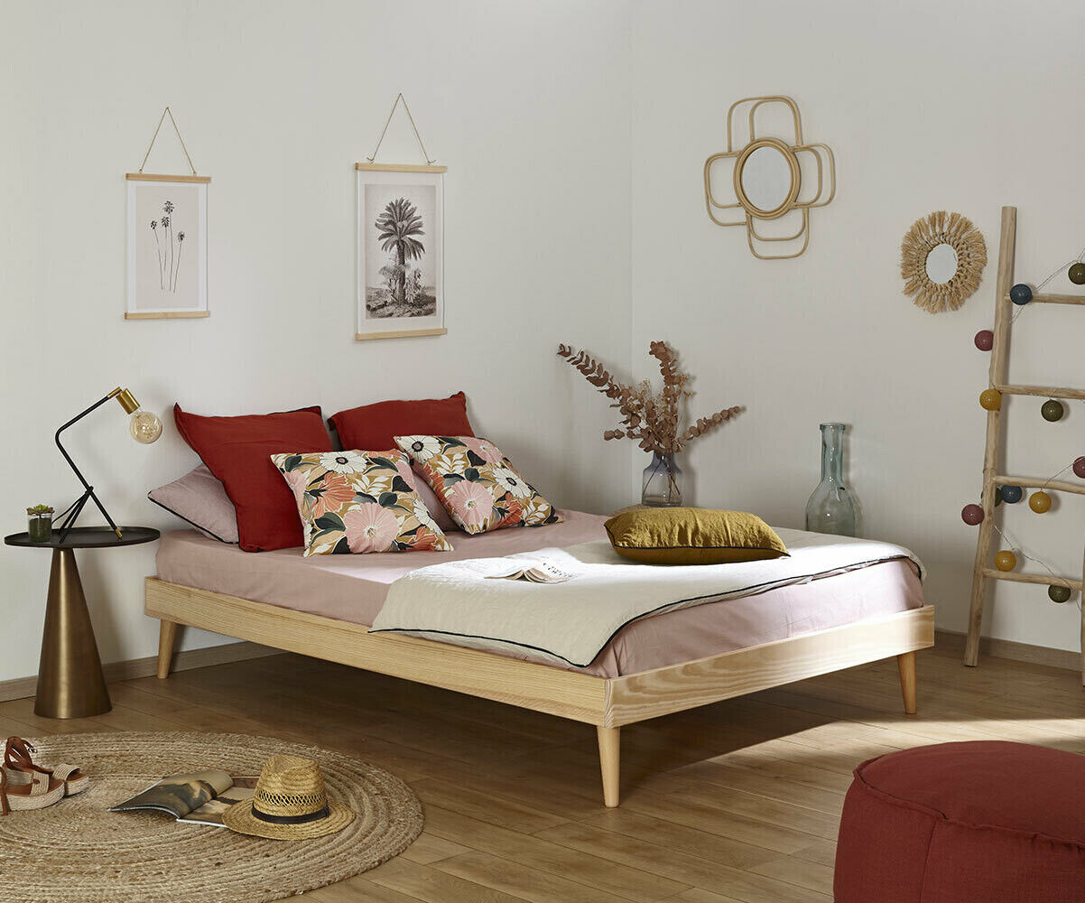 Ma Chambre d'Enfant Lit adulte avec sommier et pieds Honey Bois naturel 140x190 cm