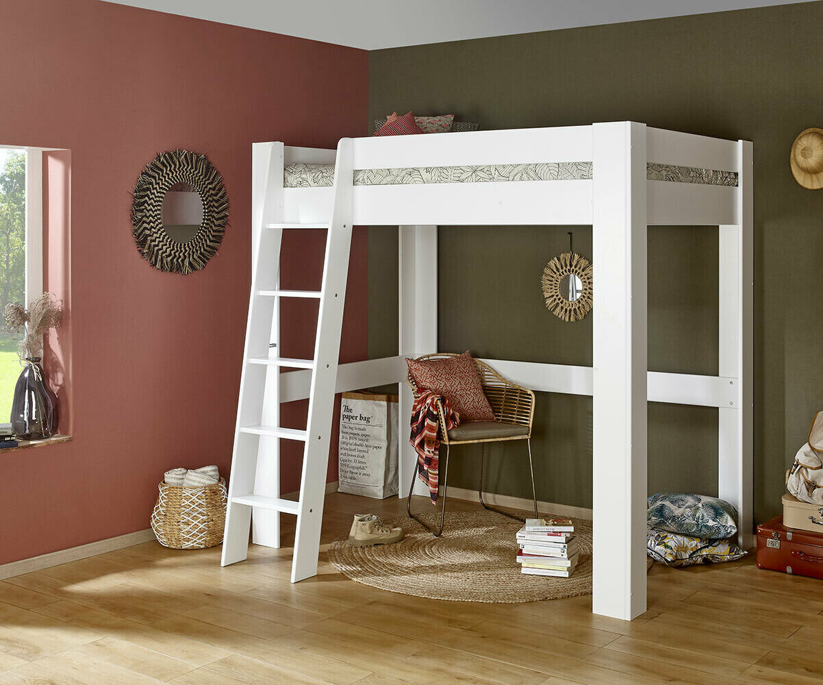 Ma Chambre d'Enfant Lit mezzanine ado 2 places Naolo Blanc 140x190 cm