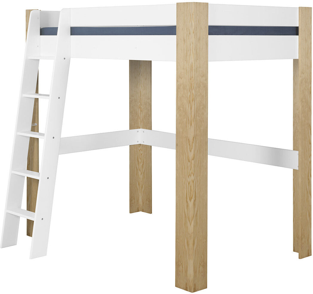 Ma Chambre d'Enfant Lit mezzanine adulte 2 places Naolo Blanc et bois 140x190 cm