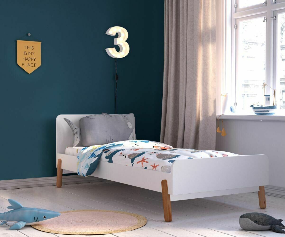 Ma Chambre d'Enfant Lit enfant avec sommier Alma Blanc et bois 90x190 cm