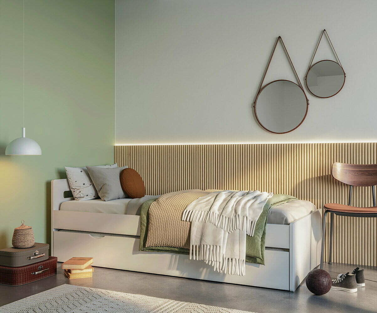 Ma Chambre d'Enfant Lit adulte avec sommier Taki Blanc 90x200 cm