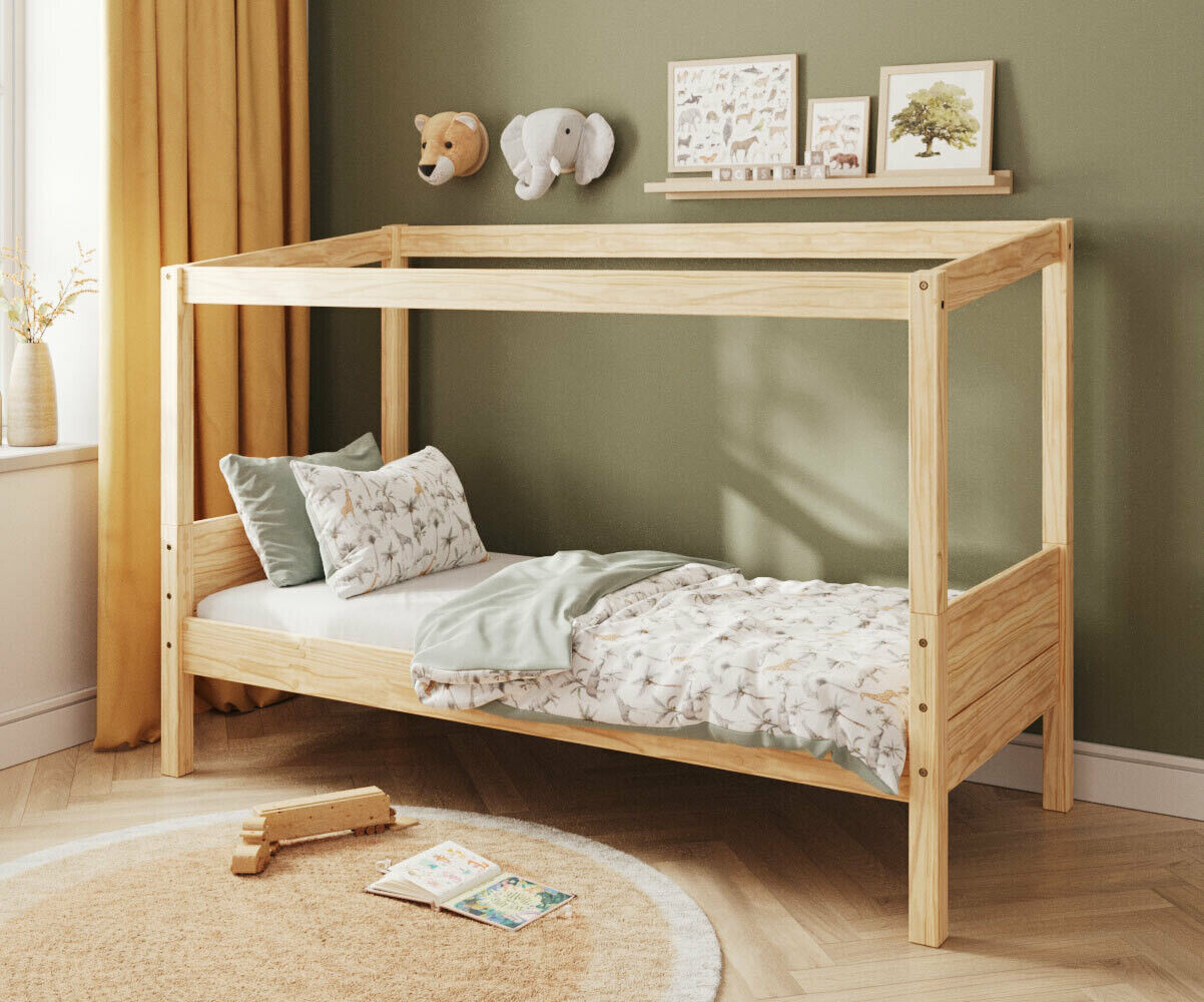 Ma Chambre d'Enfant Lit cabane enfant Combeebed Bois naturel 90x200 cm Sans caches sommier Sans toit et porte