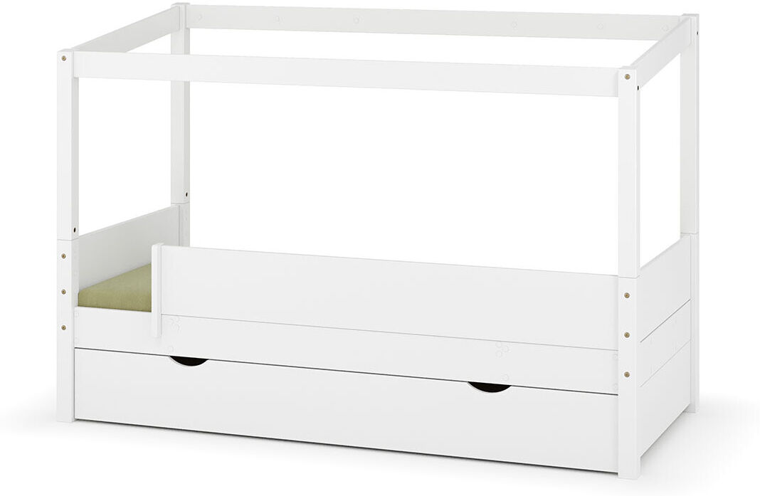 Ma Chambre d'Enfant Lit cabane gigogne enfant et matelas Combeebed Blanc 90x200 cm Avec caches sommier Sans toit et porte Sans barrière Matelas Norway 13 cm
