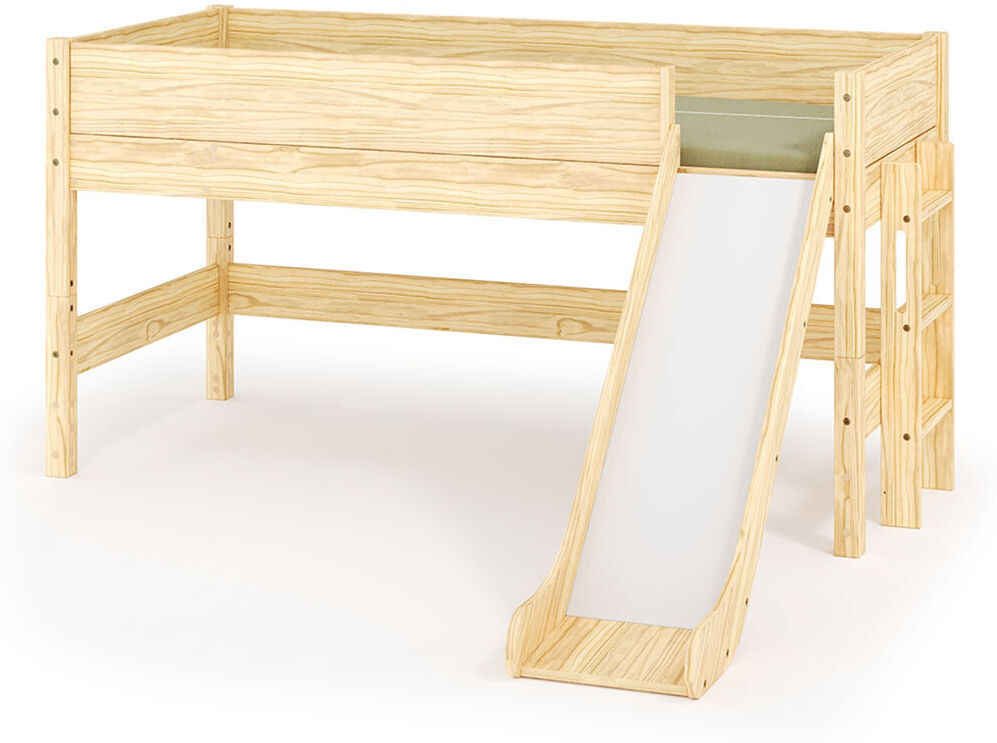 Ma Chambre d'Enfant Lit mi-hauteur enfant avec toboggan et matelas Combeebed Bois naturel 90x200 cm Toboggan uniquement Matelas Norway 13 cm