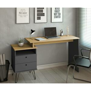 Ma Chambre d'Enfant Bureau adulte modulable Salva  Gris anthracite et bois