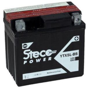 Steco Powersports Batterie moto 12.0 4.0 Sans entretien (Ref: YTX5L-BS)