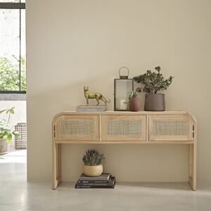 BOIS DESSUS BOIS DESSOUS Console en mindi massif et cannage 140 cm