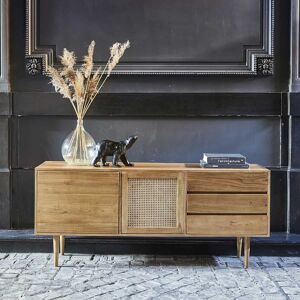 BOIS DESSUS BOIS DESSOUS Buffet en mindi massif et cannage 175 cm