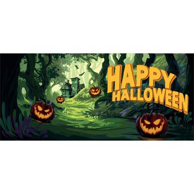 Bannière d'Halloween EUROPALMS, Forêt hantée, 400x180cm - Décoration Halloween - Publicité Bannière d'Halloween EUROPALMS, Forêt hantée, 400x180cm - Décoration Halloween - Publicité
