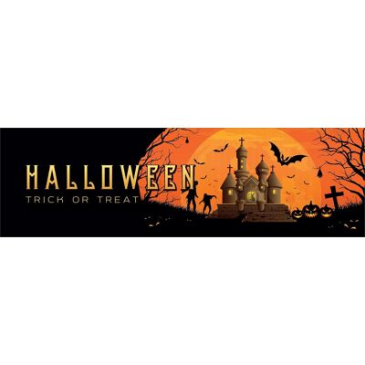 Bannière d'Halloween EUROPALMS, Maison Hantée, 300x90cm - Décoration Halloween - Publicité Bannière d'Halloween EUROPALMS, Maison Hantée, 300x90cm - Décoration Halloween - Publicité