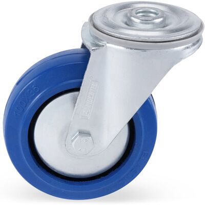 Riggatec Roulette pivotante avec platine ronde 100 mm ROUES BLEUES - Roulettes - Publicité Riggatec Roulette pivotante avec platine ronde 100 mm ROUES BLEUES - Roulettes - Publicité