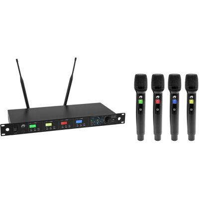 Système de micro sans fil OMNITRONIC UHF-604 à 4 canaux 823-832/863-865 MHz - Systèmes d’émetteurs portatifs - Publicité Système de micro sans fil OMNITRONIC UHF-604 à 4 canaux 823-832/863-865 MHz - Systèmes d’émetteurs portatifs - Publicité
