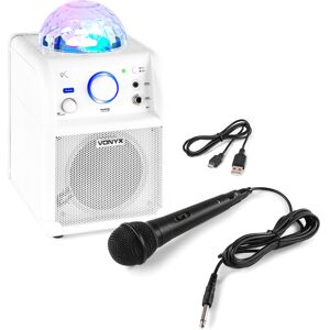 Vonyx SBS50W BT Enceinte Karaoké Boule à LED Blanc - Kits de microphones - Publicité