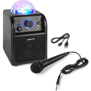 Vonyx SBS50B BT Enceinte Karaoké Boule à LED Noir - Kits de microphones - Publicité