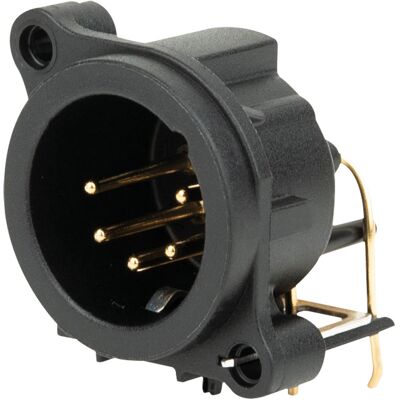 NEUTRIK XLR 5 broches mâle châssis plaqué or - montage horizontal sur circuit imprimé - IP40 - noir - Prise encastrables - Publicité NEUTRIK XLR 5 broches mâle châssis plaqué or - montage horizontal sur circuit imprimé - IP40 - noir - Prise encastrables - Publicité