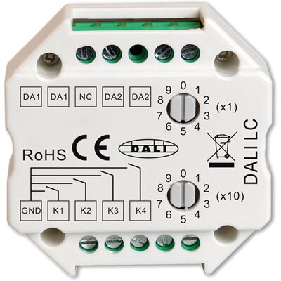 ISOLED Commande maître DALI pour 4 adresses, commande par 4 entrées de bouton poussoir (fermeture) - Accessoires divers - Publicité ISOLED Commande maître DALI pour 4 adresses, commande par 4 entrées de bouton poussoir (fermeture) - Accessoires divers - Publicité