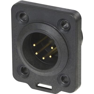Châssis NEUTRIK XLR 5P - mâle TOP Contacts dorés - boîtier noir - Prise encastrables - Publicité Châssis NEUTRIK XLR 5P - mâle TOP Contacts dorés - boîtier noir - Prise encastrables - Publicité