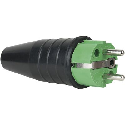 Connecteur Schuko mâle en caoutchouc PCE vert - 240 V - CEE 7/VII - 16 A - Connecteurs Schuko - Publicité Connecteur Schuko mâle en caoutchouc PCE vert - 240 V - CEE 7/VII - 16 A - Connecteurs Schuko - Publicité