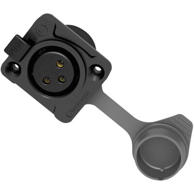 Châssis SEETRONIC XLR 3P - femelle - contacts dorés IP65 - boîtier noir - Prise encastrables - Publicité Châssis SEETRONIC XLR 3P - femelle - contacts dorés IP65 - boîtier noir - Prise encastrables - Publicité