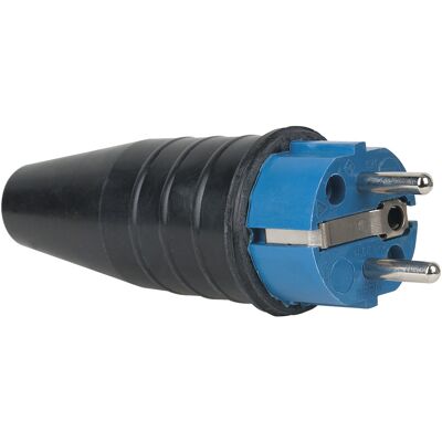 Connecteur mâle Schuko IP44 en caoutchouc Bleu - 230V/240V - Publicité Connecteur mâle Schuko IP44 en caoutchouc Bleu - 230V/240V - Publicité