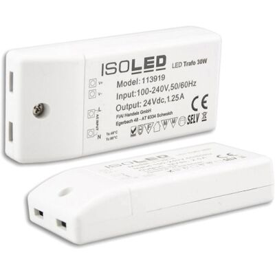 ISOLED Transformateur LED 24V/DC, 0-30W, compact, SELV - Ballasts - Publicité ISOLED Transformateur LED 24V/DC, 0-30W, compact, SELV - Ballasts - Publicité