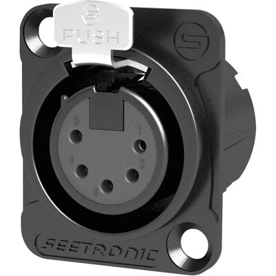 Châssis SEETRONIC XLR 5P - femelle Contacts argentés - boîtier noir - Prise encastrables - Publicité Châssis SEETRONIC XLR 5P - femelle Contacts argentés - boîtier noir - Prise encastrables - Publicité