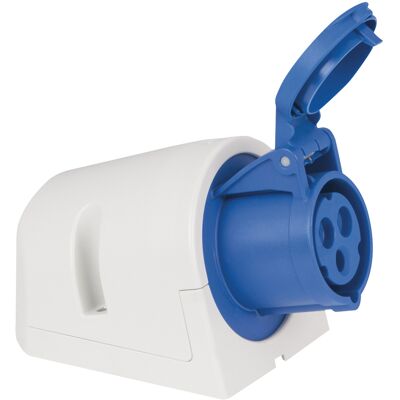 Showtec CEE 16A 240V 3P Support mural - Femelle Bleue IP44 - Publicité Showtec CEE 16A 240V 3P Support mural - Femelle Bleue IP44 - Publicité