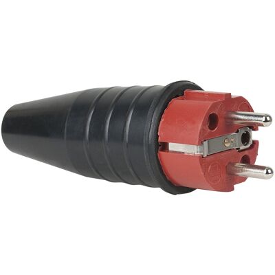 Connecteur mâle Schuko en caoutchouc 230V/240V CEE7/VII Rouge - Connecteur électrique - Publicité Connecteur mâle Schuko en caoutchouc 230V/240V CEE7/VII Rouge - Connecteur électrique - Publicité