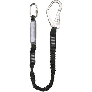 Riggatec Lanyard with energy absorber, scaffold hook, carabiner, 2m - Vêtements de travail/EPI