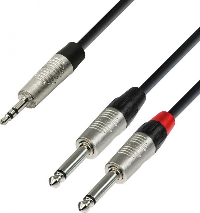 Adam Hall Cables 4 STAR YWPP 0150 - Câble Audio REAN Mini-Jack 3,5 mm stéréo vers 2 x Jack 6,35 - Câble à prise jack